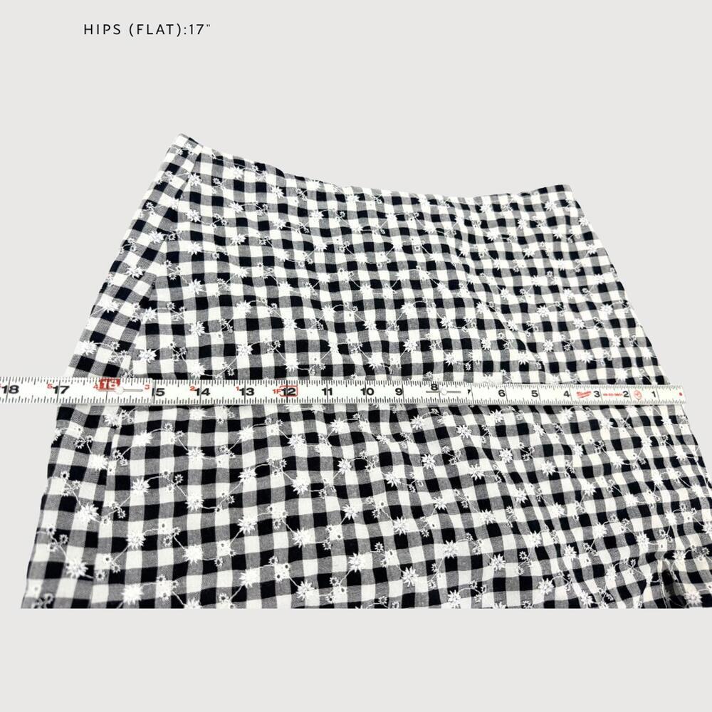 Le Lis Gingham Embroidered Mini Skirt Black White S - Picture 7 of 9